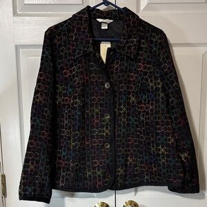 CJ Banks Black Multicolor Patterned Blazer Sz XL New with Tags